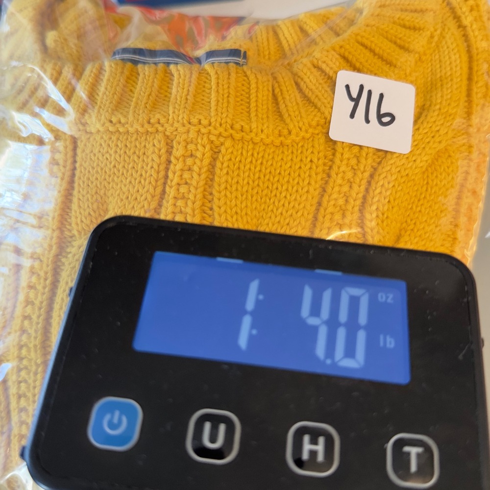 Lands End Drifter Cable Knit Sweater Womens Medium Tall Yellow 100% Cotton Crew - Picture 10 of 10